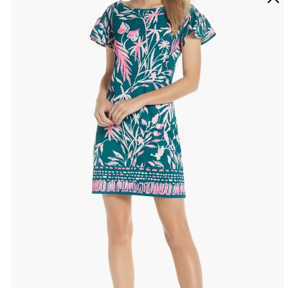 Lilly Pulitzer Vibrant Teal Pink Floral Tropical Marah Shift Dress Size small - Picture 1 of 11